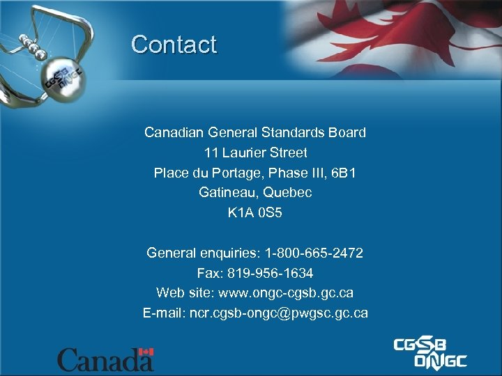 Government of Canada Gouvernement du Canada Canadian General