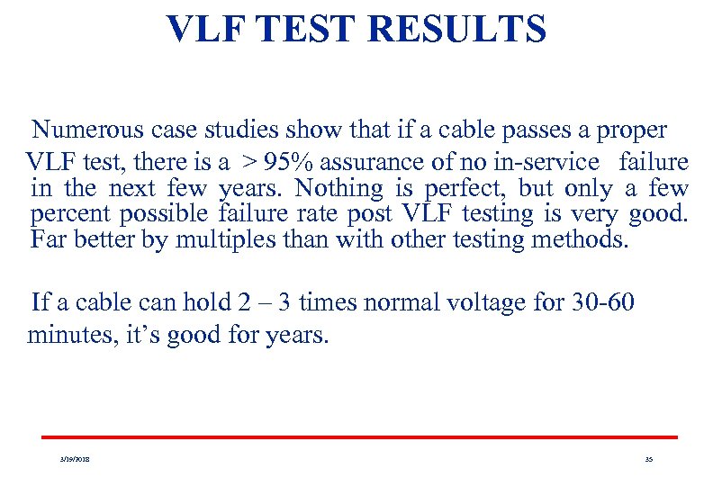 VLF CABLE TESTING INCLUDING PARTIAL DISCHARGE TANGENT