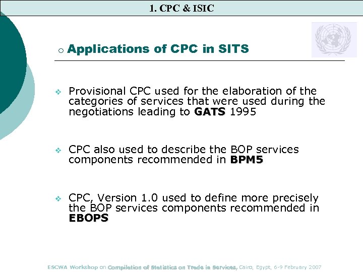 BOP EBOPS CPC ISIC Presentation by Alain