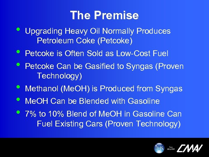 Methanol for Gasoline Blending from Petroleum Coke David