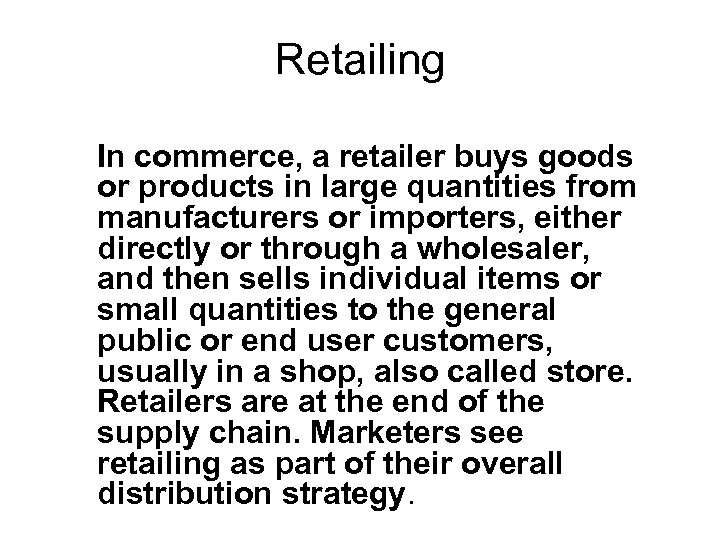 Types of Retailers Retailing Definition Retailing
