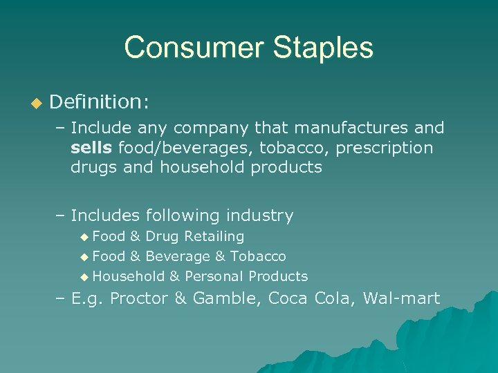 U S Consumer Staple Market Presenters Industry Target
