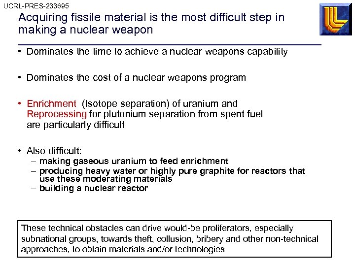 The Production of Fissile Materials for Nuclear Weapons