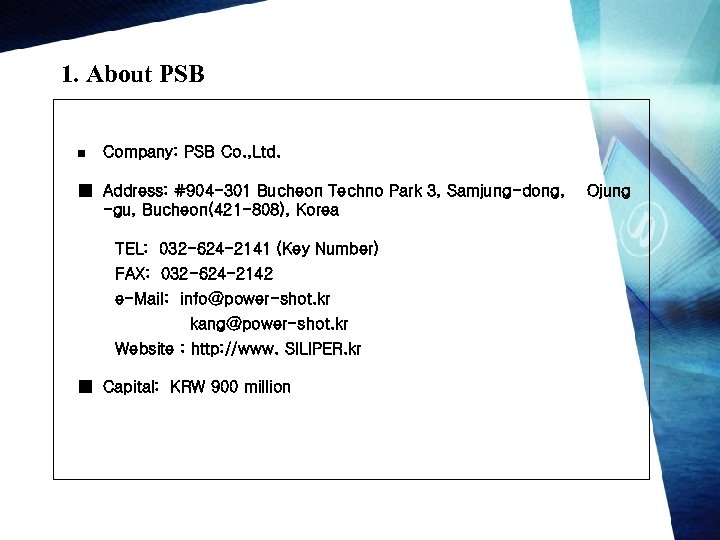 Company Profile PSB Co Ltd Contents