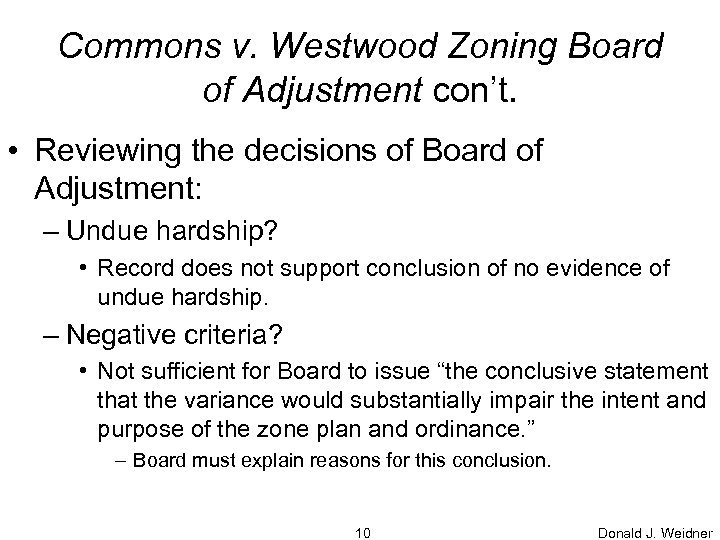 Commons v Westwood Zoning Board of Adjustment