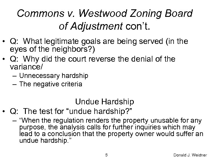 Commons v Westwood Zoning Board of Adjustment