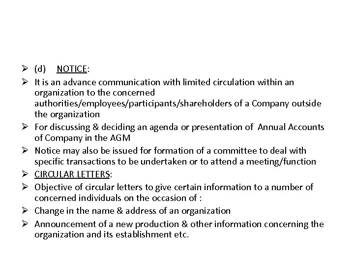 COMMUNICATIONS DRAFTING OF DIFFERENT TYPES OF LETTERS