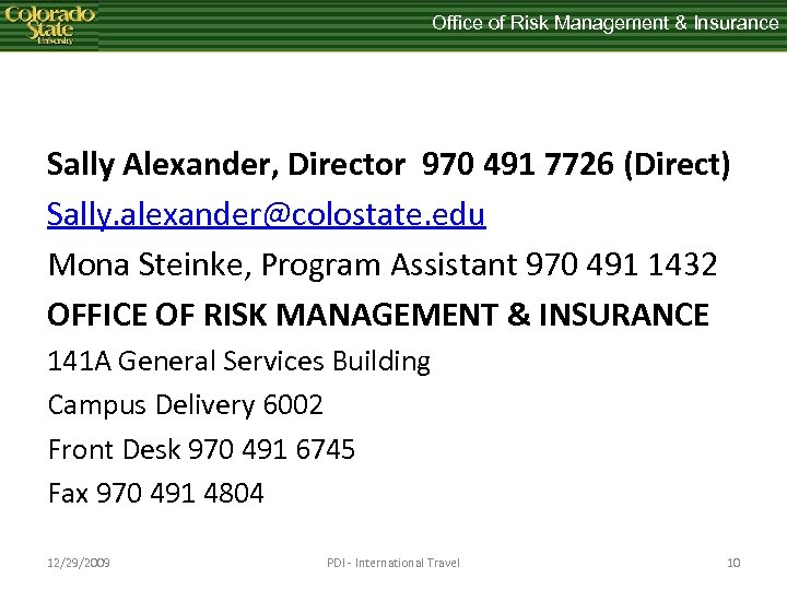 Office of Risk Management Insurance Sally Alexander