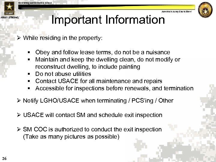 Recruiting and Retention School America s Army Starts Here