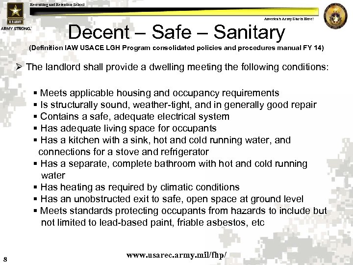 Recruiting and Retention School America s Army Starts Here