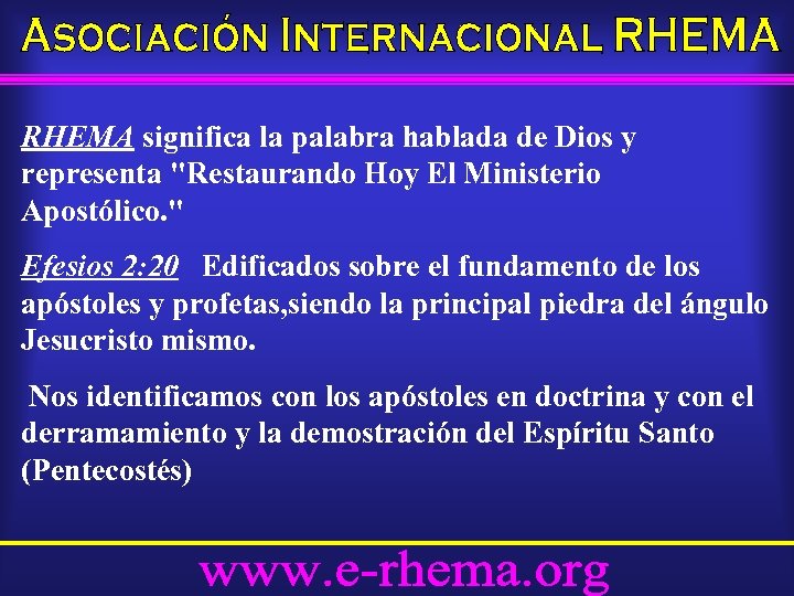 RHEMA significa la palabra hablada de Dios y