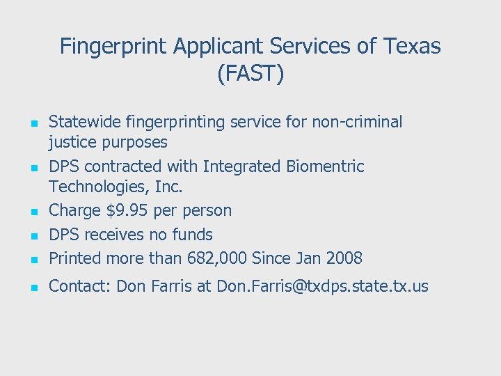 CRIME RECORDS SERVICE UPDATE Texas Department of Public