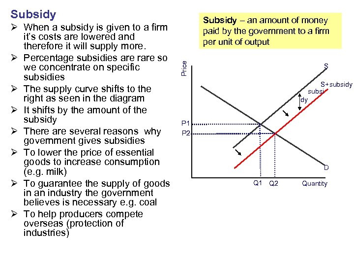 Indirect taxes subsidies and price controls IB Economics