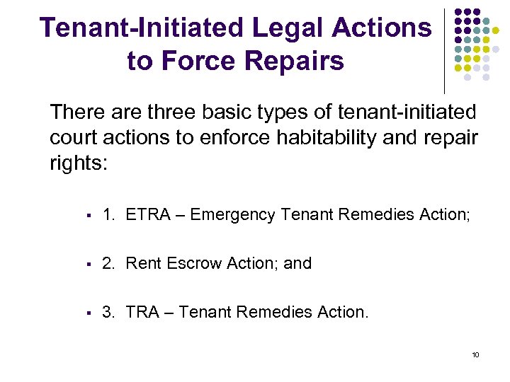 Representing Clients in Pro Bono Housing Repair Cases