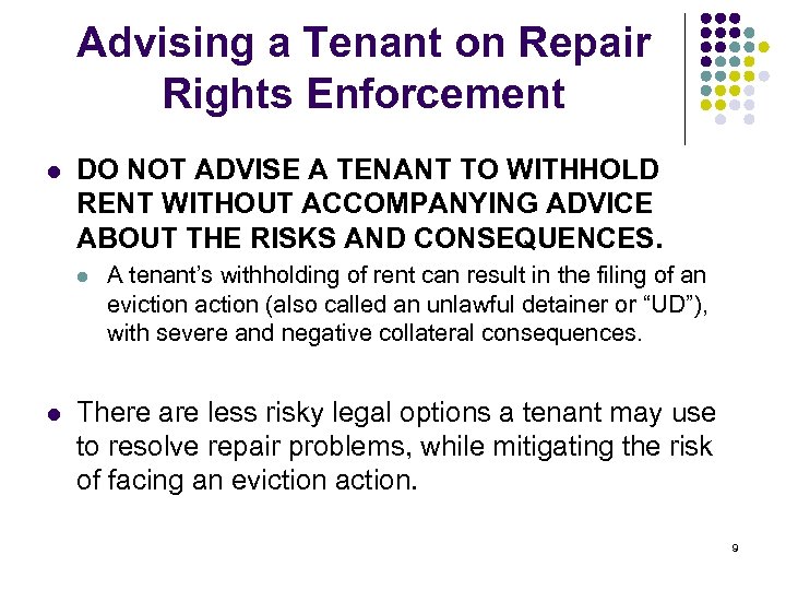 Representing Clients in Pro Bono Housing Repair Cases