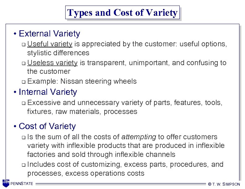 Economics of Product Variety ME 546 — Designing