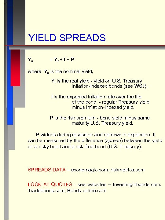 YIELD SPREADS Yn Yr I