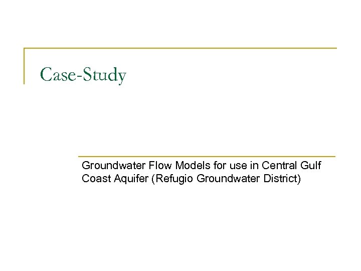 Sustainable Groundwater Management Applications for Central Gulf Coast