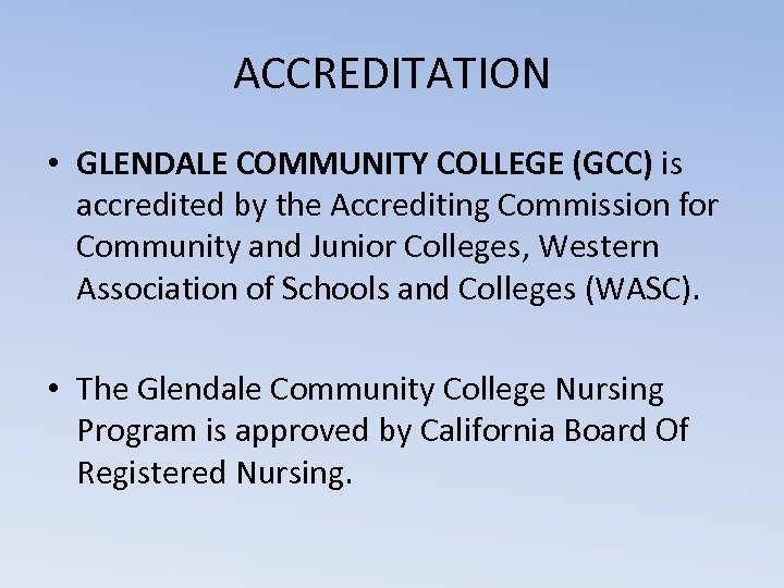 Glendale Community College GCC Registered Nursing RN Program Information