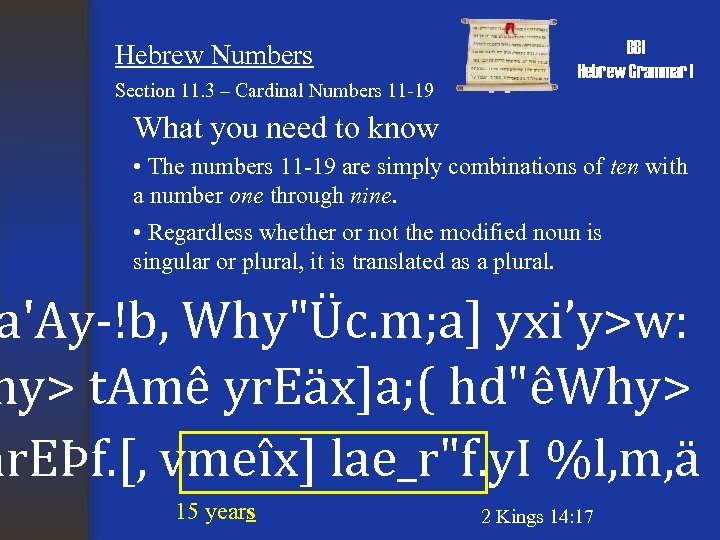 Berachah Bible Institute Hebrew Grammar I Chapter 11