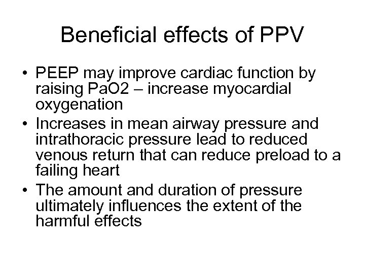 Effects of PPV on the Cardiovascular Cerebral Renal