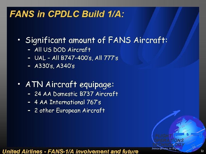 FANS1 A involvement and future 20 FLIGHT OPERATIONS TECHNOLOGY