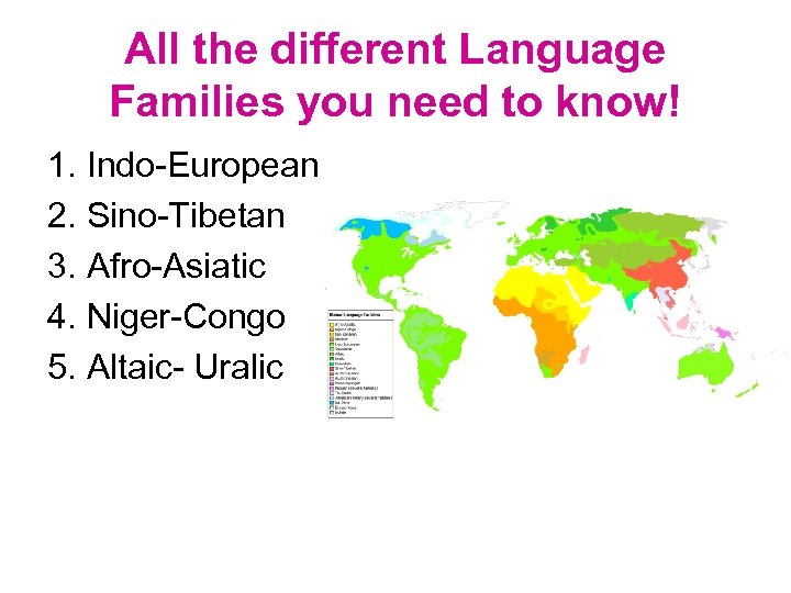language Families Evolution of Language https