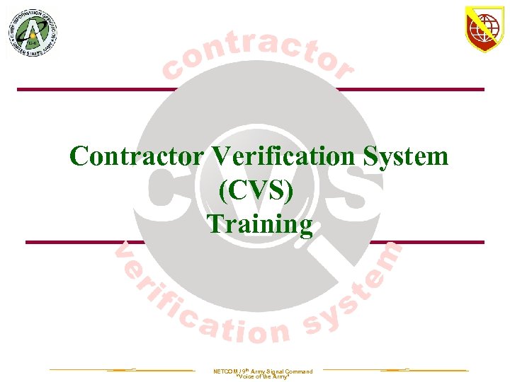 Contractor Verification System CVS Training 9