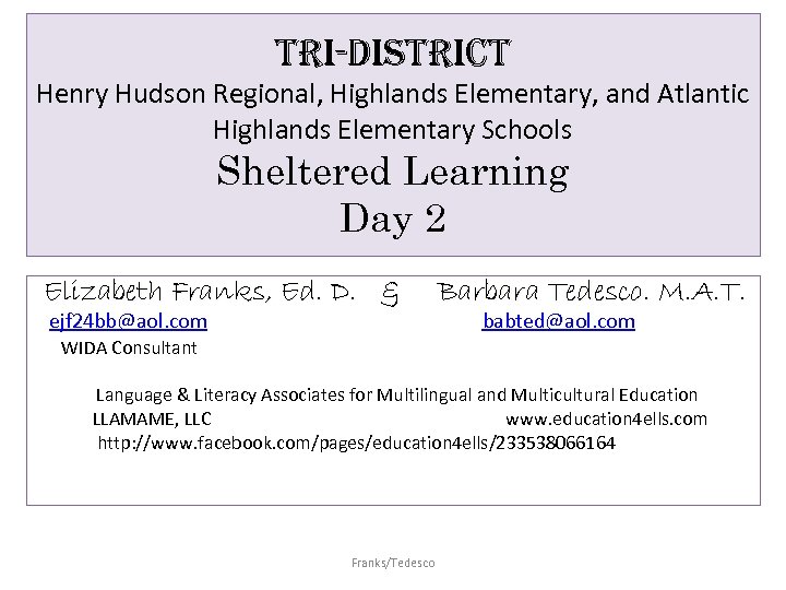 triDistrict Henry Hudson Regional Highlands Elementary and Atlantic
