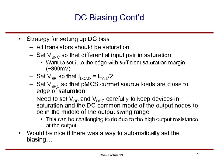 Lecture 13 HighGain Differential Amplifier Design Woodward Yang