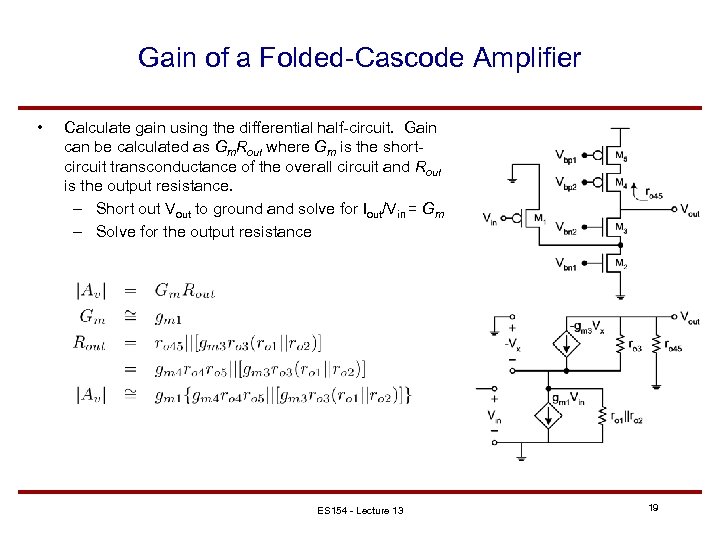 Lecture 13 HighGain Differential Amplifier Design Woodward Yang