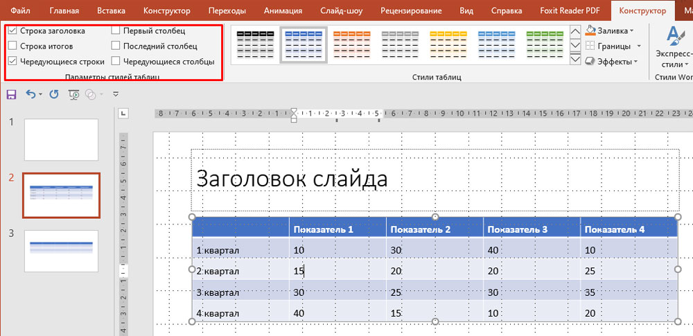 как нарисовать таблицу в презентации