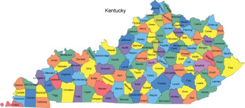Kentucky Map with Counties
