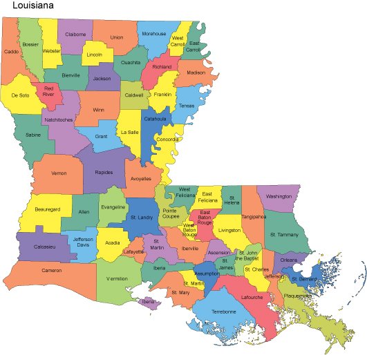 Louisiana State Map With Counties NAR Media Kit