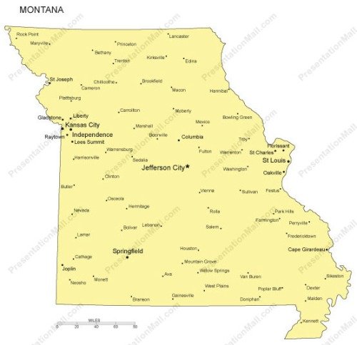 Capital Of Missouri Map Missouri Outline Map with Capitals & Major Cities Digital Vector