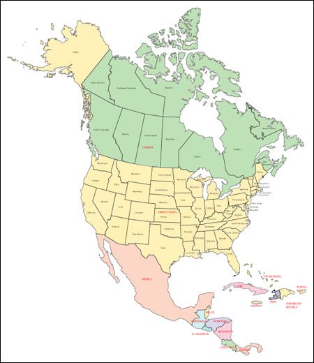 Editable Map Of North America - Detailed Map