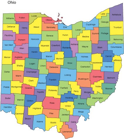Ohio Map with Counties