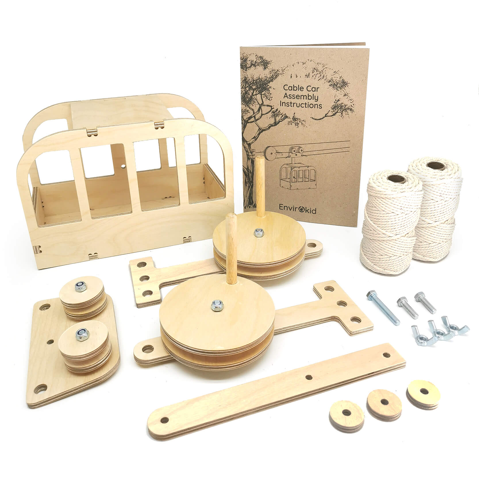 Wooden Cable Car Kit Knot tying kit for kids PresentDrop