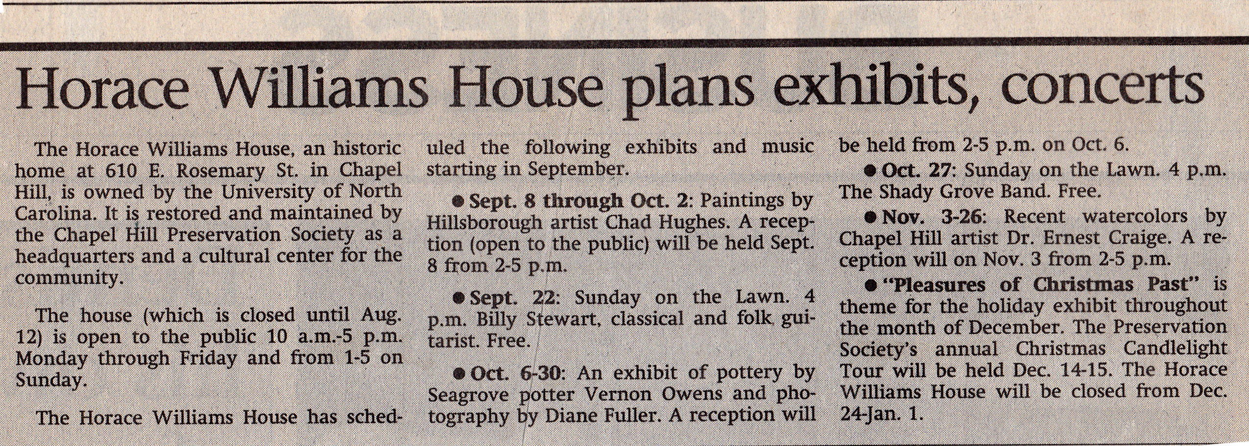 Art Exhibits and Music Forty Years of Preservation