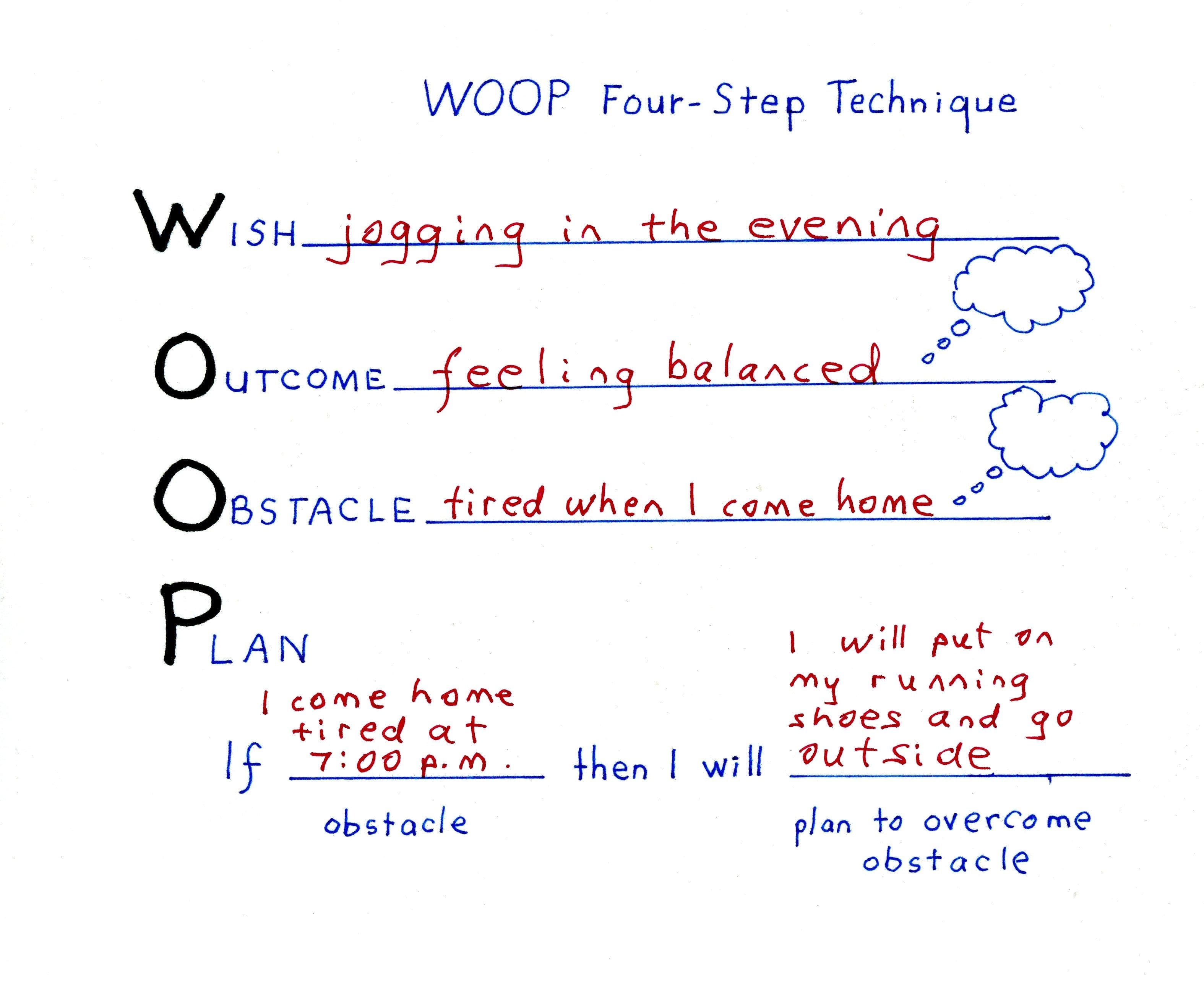WOOP (Oettingen 2014) Wish Obstacle Plan Preserved Stories