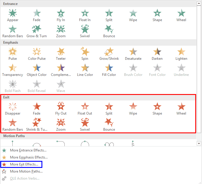 Animations Exit Animations in PowerPoint Presentations