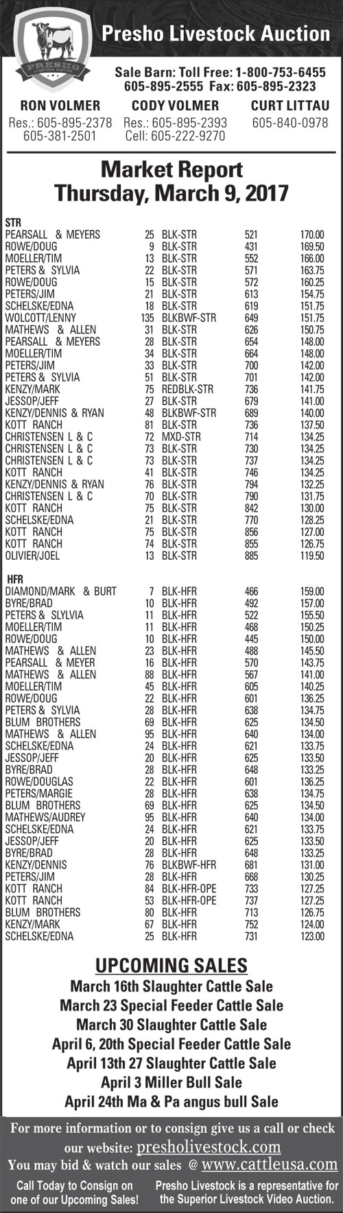 19 January 2017 Presho Livestock