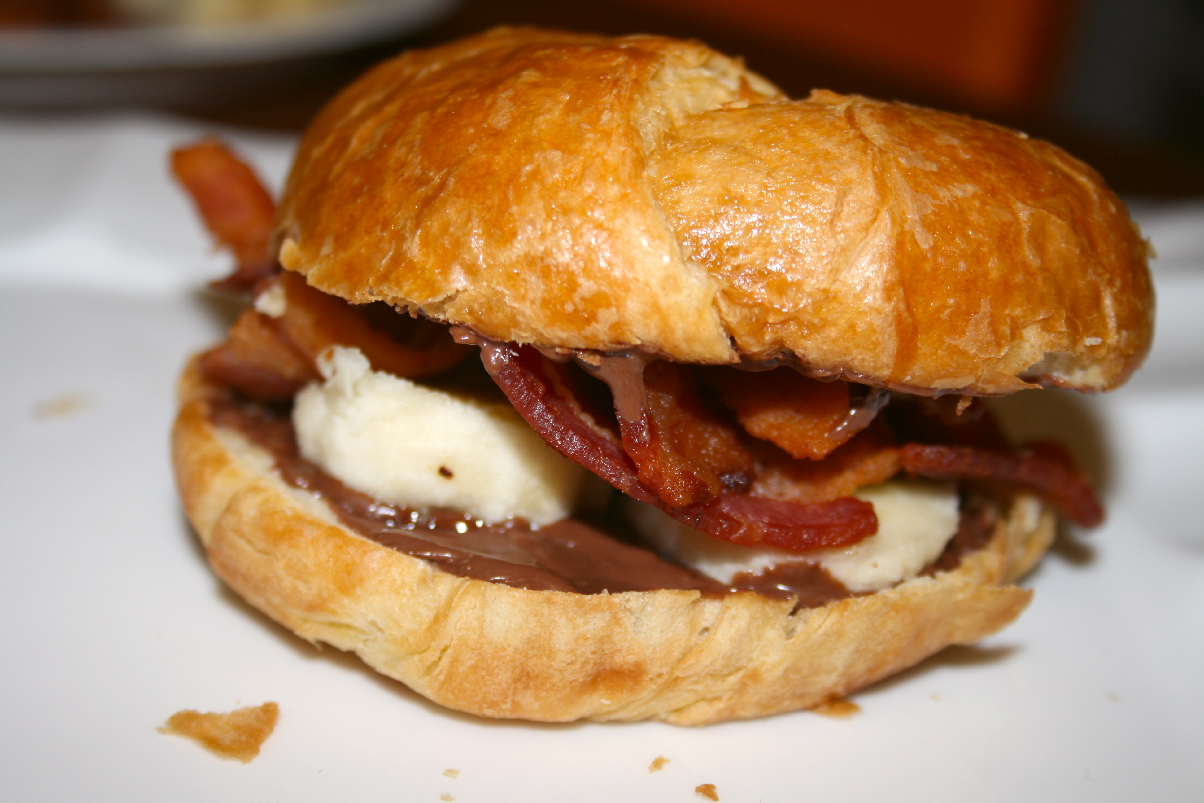 BNB (Bacon, Nutella, and Banana) croissant sandwich Presley's Pantry
