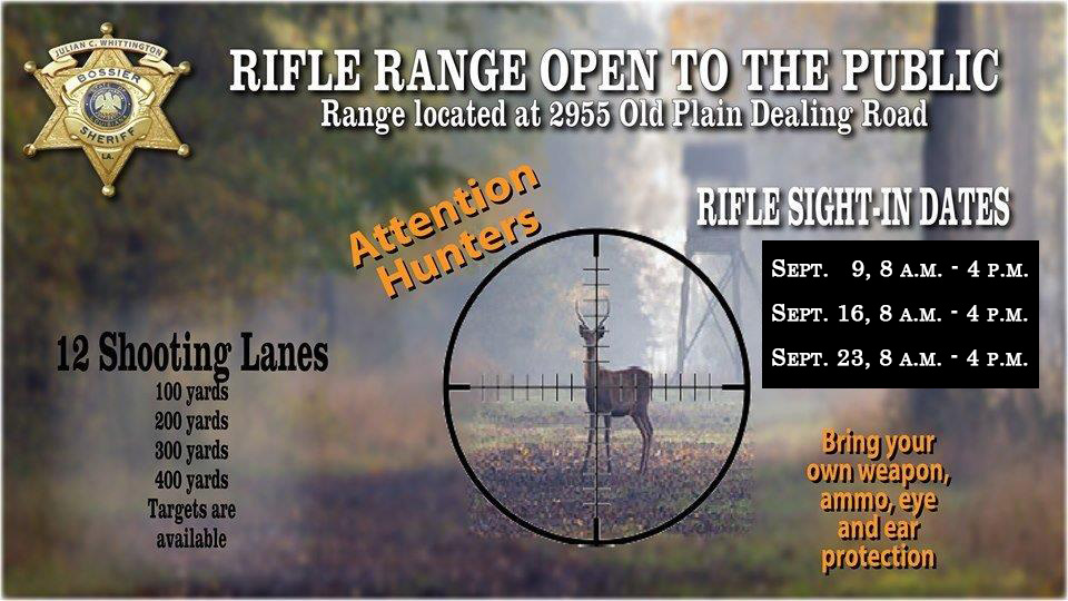 Bossier Sheriff’s Office will Open Rifle Range to Public for Rifle