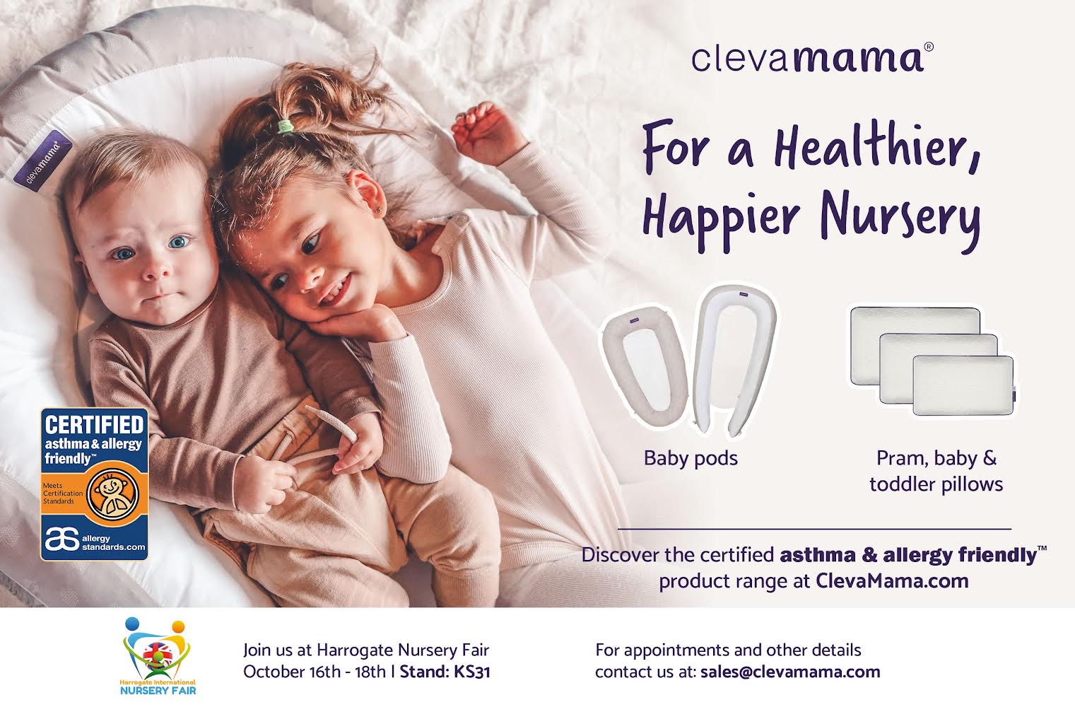 ClevaMama brand ClevaFoam Baby Pillow and Pod awarded asthma & allergy