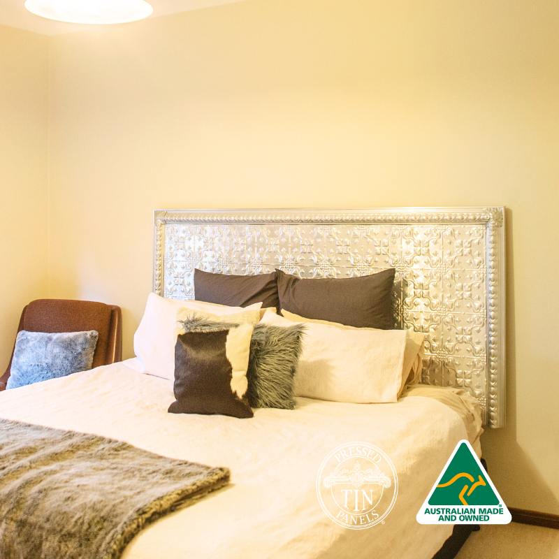 Custom made king size pressed metal bed head