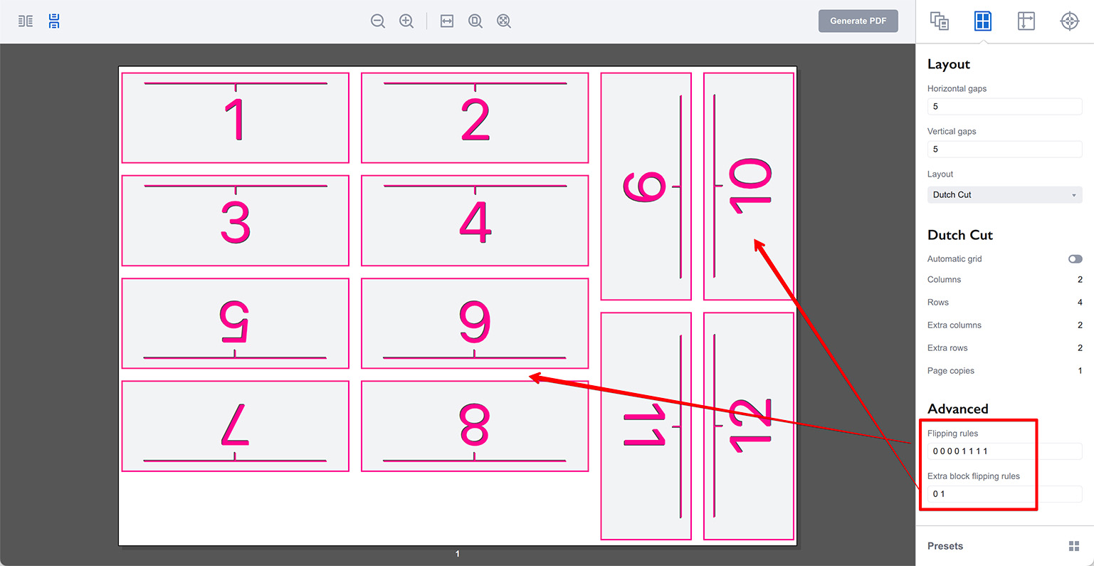 Page Flipping Rules in Imposition Wizard
