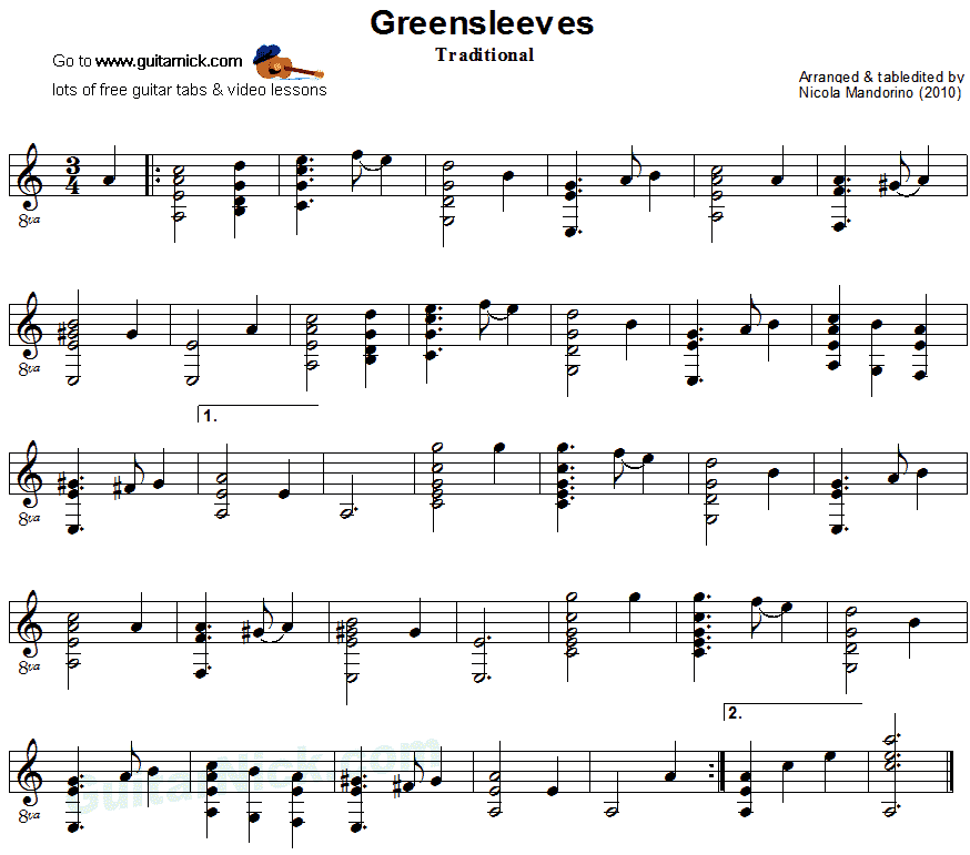 Greensleeves Guitar Sheet Music Free presssupport
