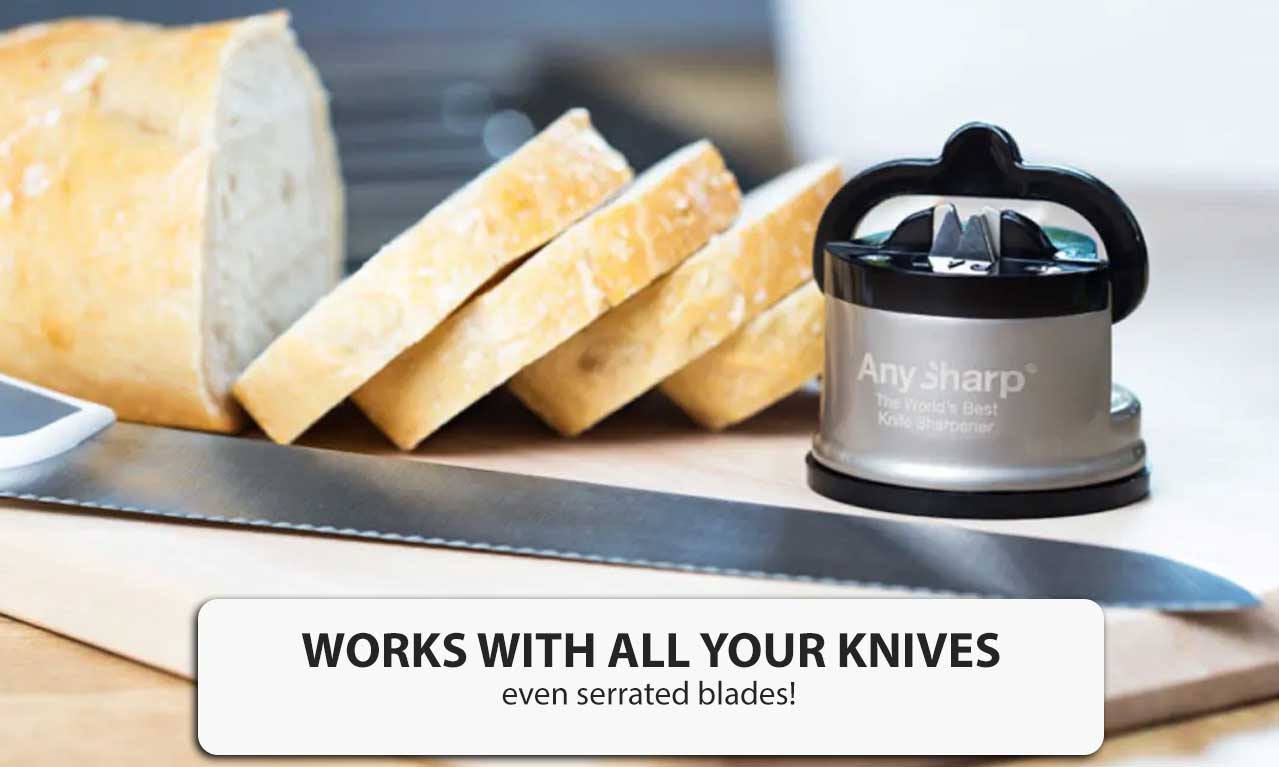 AnySharp Pro Knife Sharpener Gunmetal Grey Home Kitchen Knives