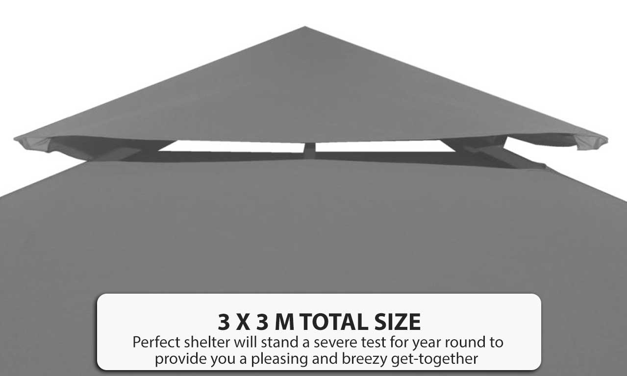 Gazebo Replacement Top Cover 310GSM 3x3m Outdoor Garden Waterproof Dark Grey NEW eBay